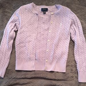 Polo by Ralph Lauren Girl’s Light Purple Cable Knit Cardigan